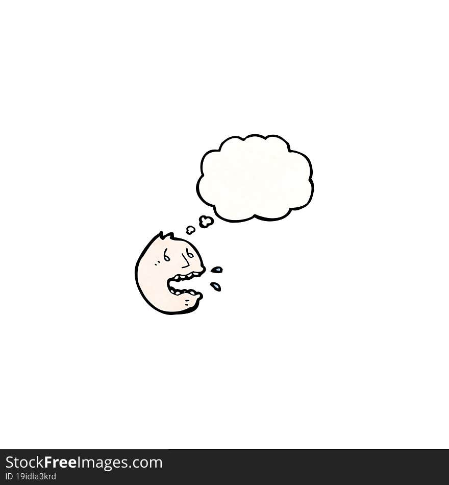 cartoon stressed face symbol with thought bubble