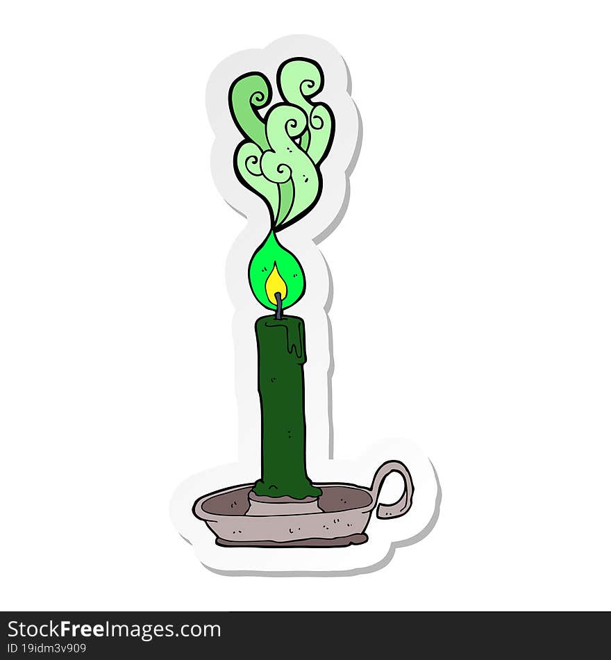 Sticker Of A Cartoon Spooky Candle