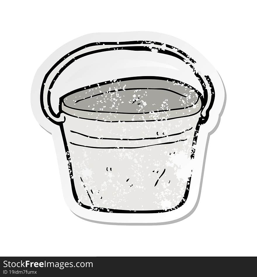 Retro Distressed Sticker Of A Cartoon Metal Bucket