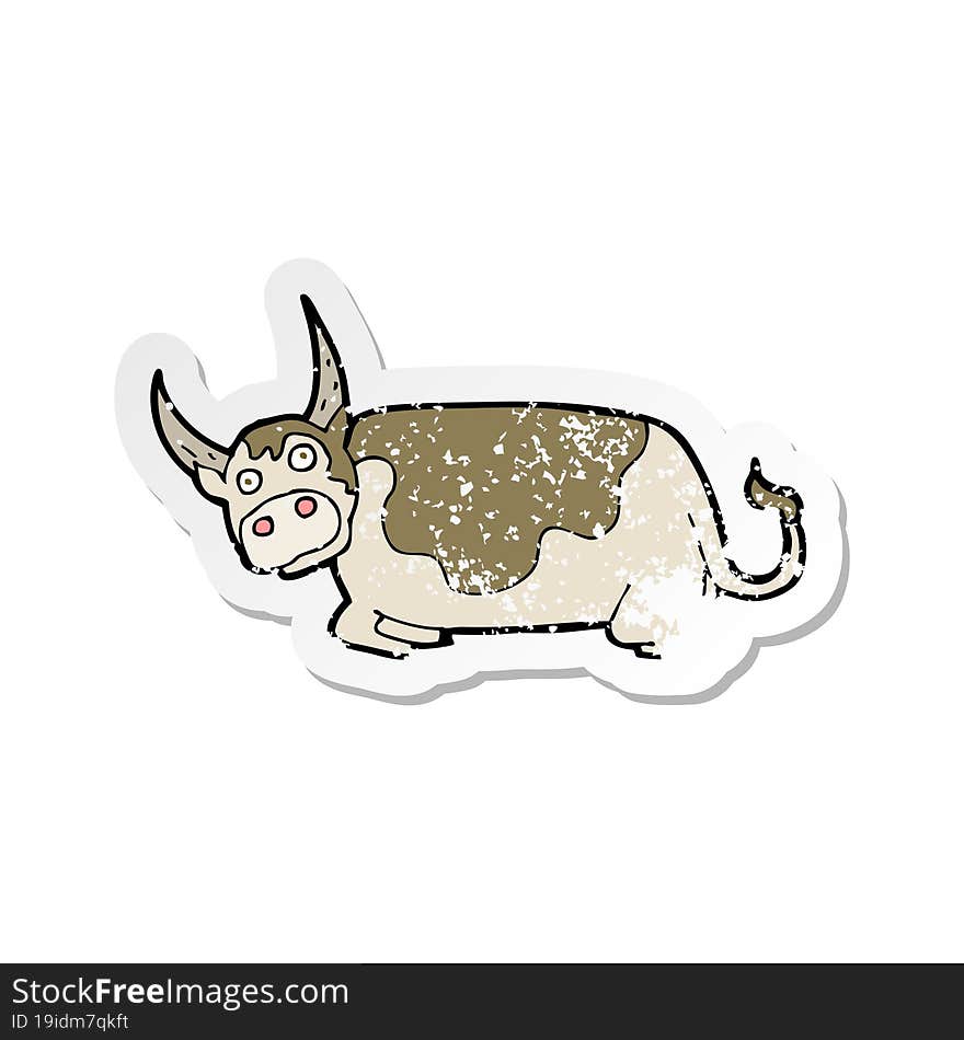 retro distressed sticker of a cartoon bull