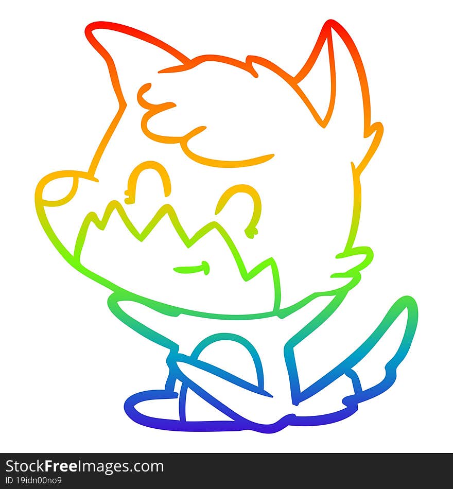 rainbow gradient line drawing cartoon friendly fox