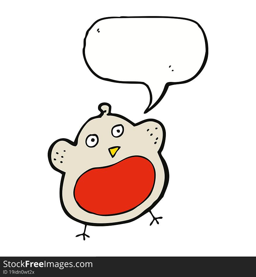 funny cartoon christmas robin with speech bubble