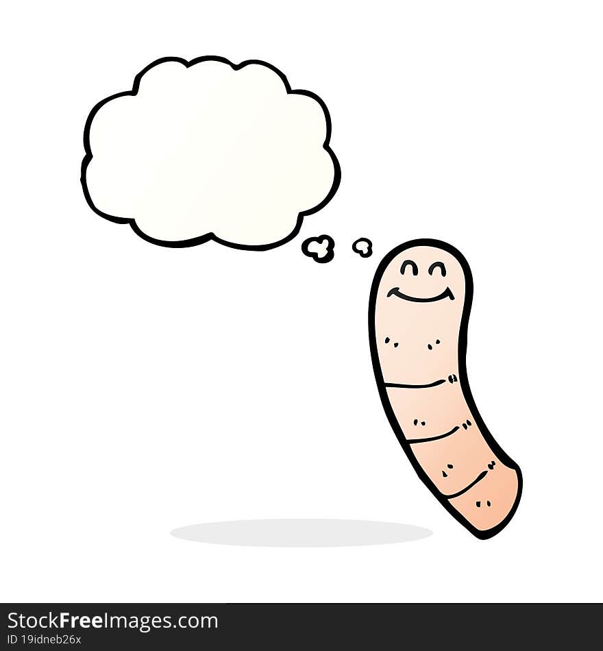 cartoon worm with thought bubble