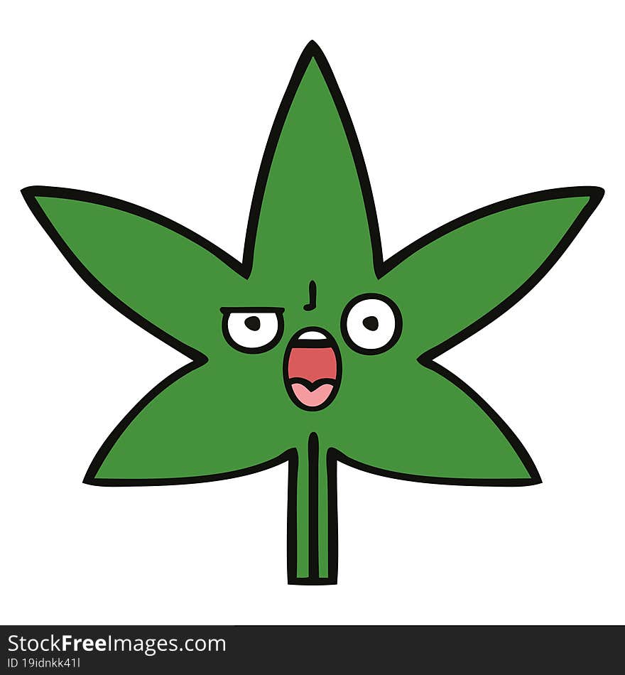 cute cartoon of a marijuana leaf. cute cartoon of a marijuana leaf