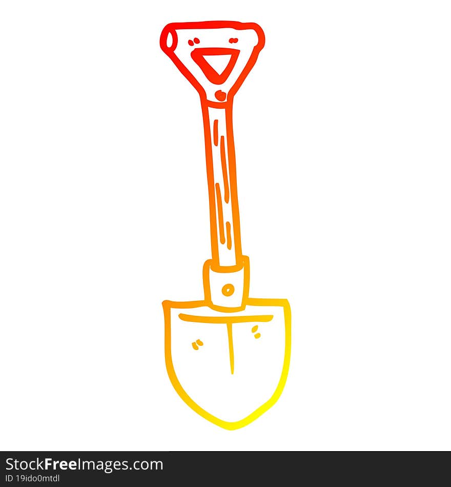 warm gradient line drawing cartoon shovel