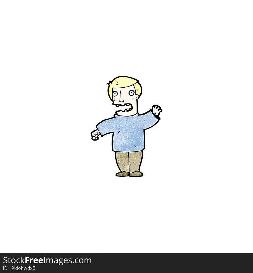 cartoon nervous man waving