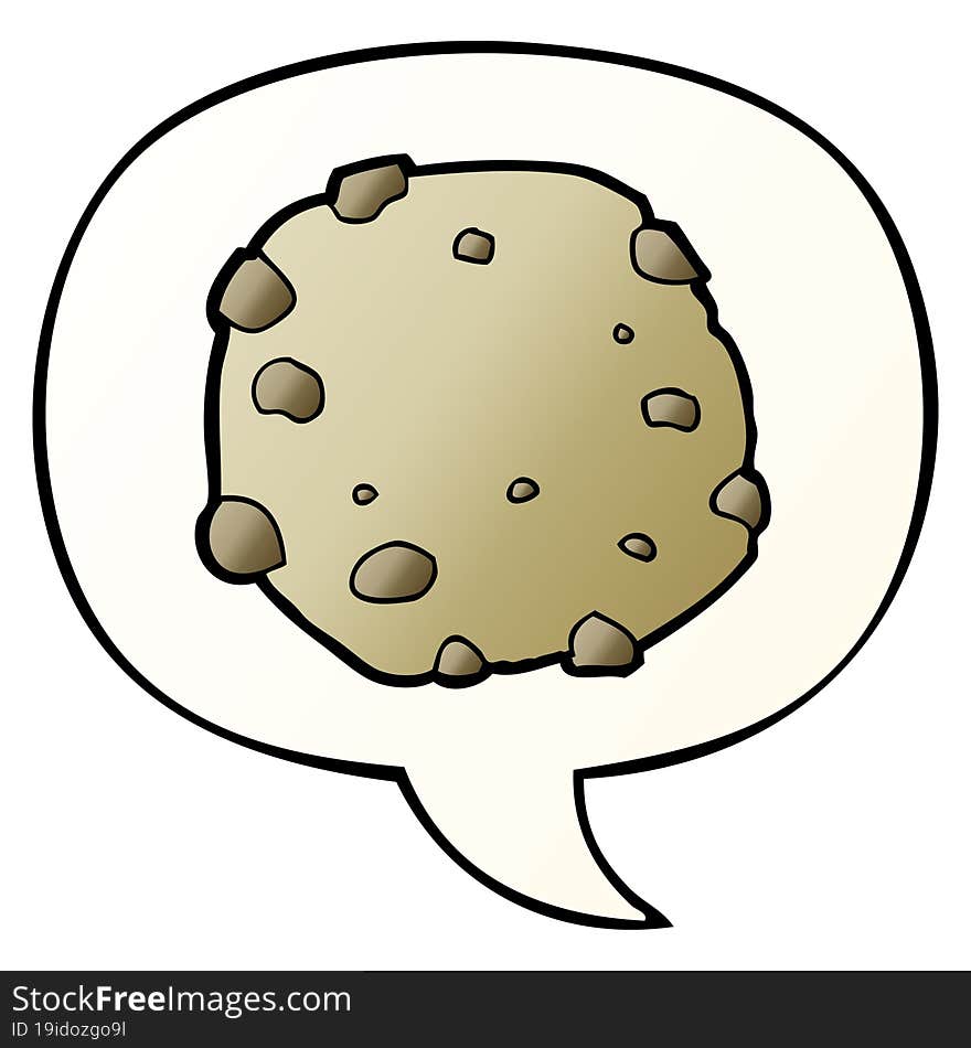 cartoon cookie and speech bubble in smooth gradient style