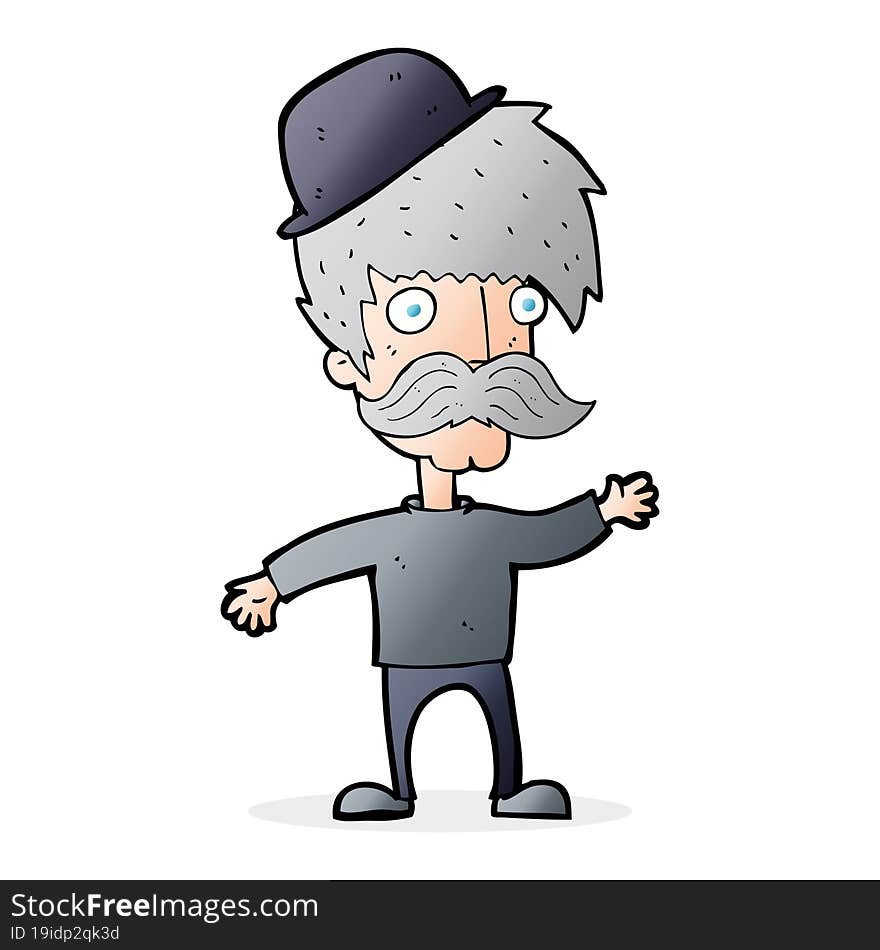 Cartoon Man Wearing Bowler Hat