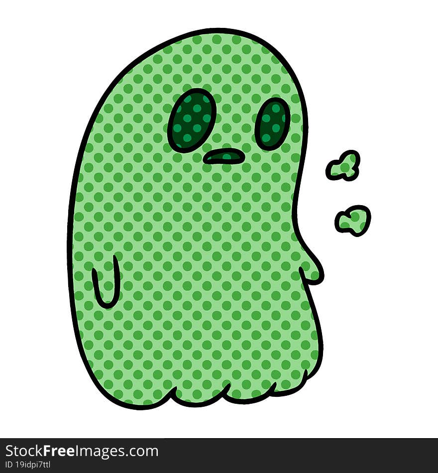 cartoon illustration of a kawaii cute ghost. cartoon illustration of a kawaii cute ghost