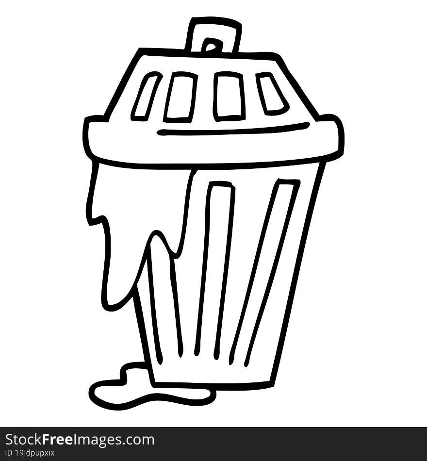 line drawing cartoon waste bin