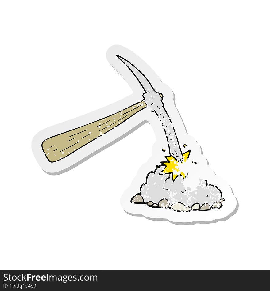 retro distressed sticker of a cartoon pick axe