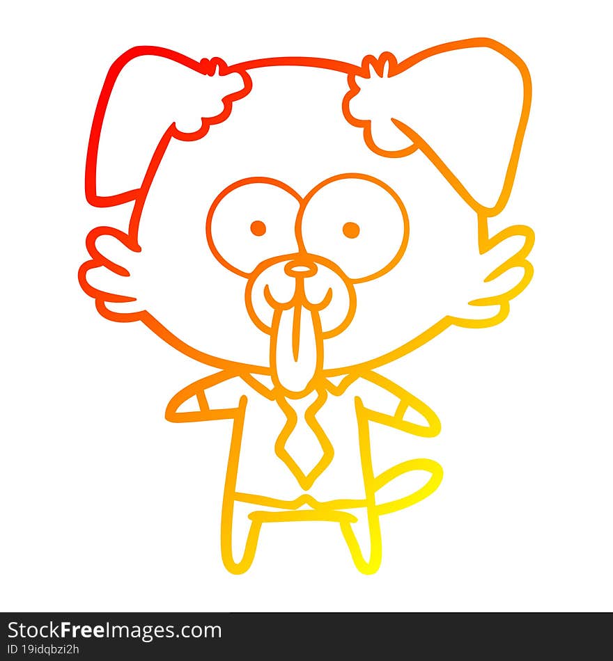 warm gradient line drawing of a cartoon dog with tongue sticking out