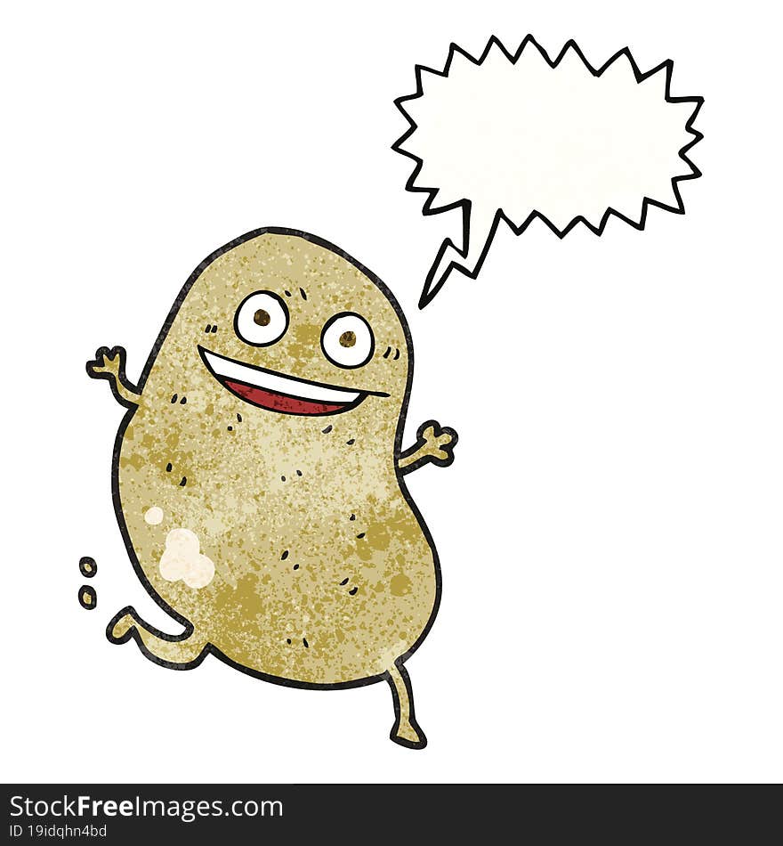 freehand drawn texture speech bubble cartoon potato running