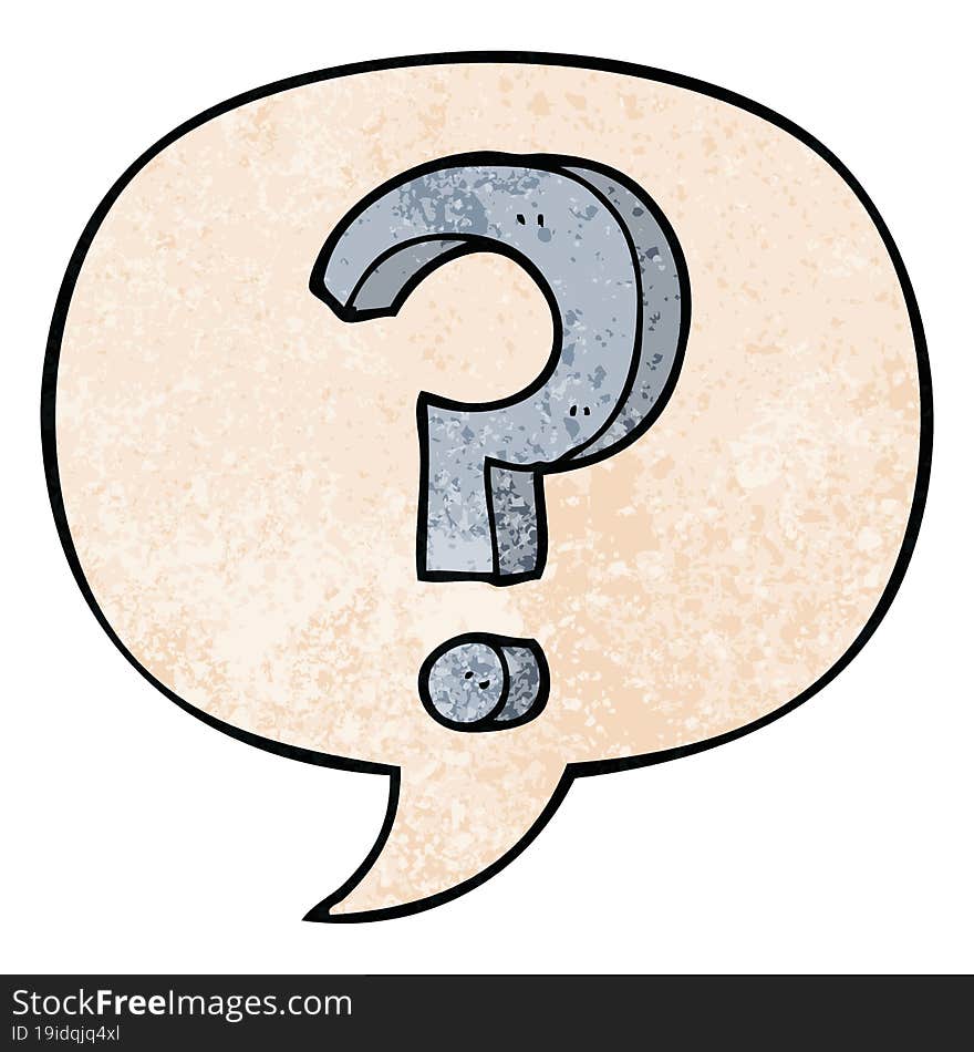 Cartoon Question Mark And Speech Bubble In Retro Texture Style