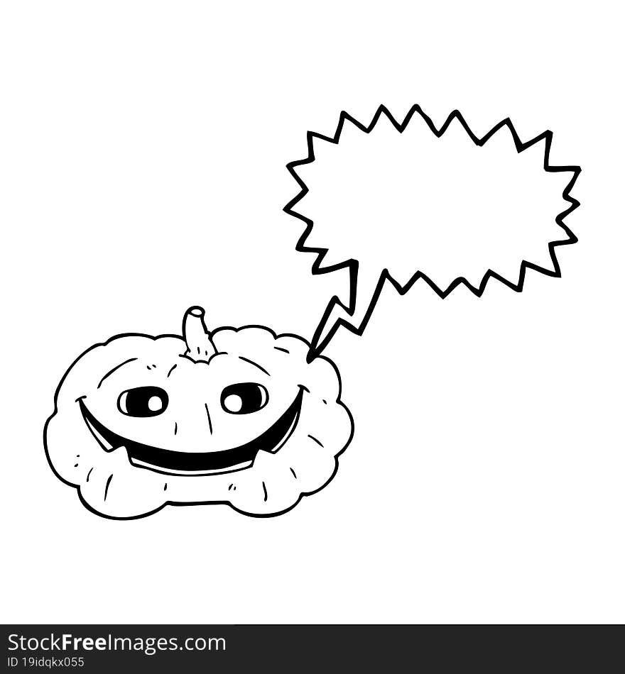 Speech Bubble Cartoon Pumpkin