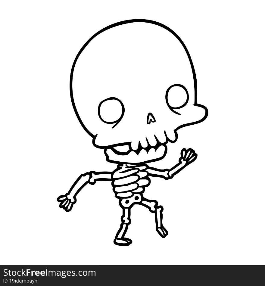 cute line drawing of a dancing skeleton. cute line drawing of a dancing skeleton