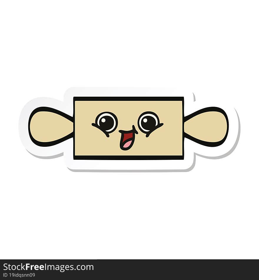 sticker of a cute cartoon rolling pin