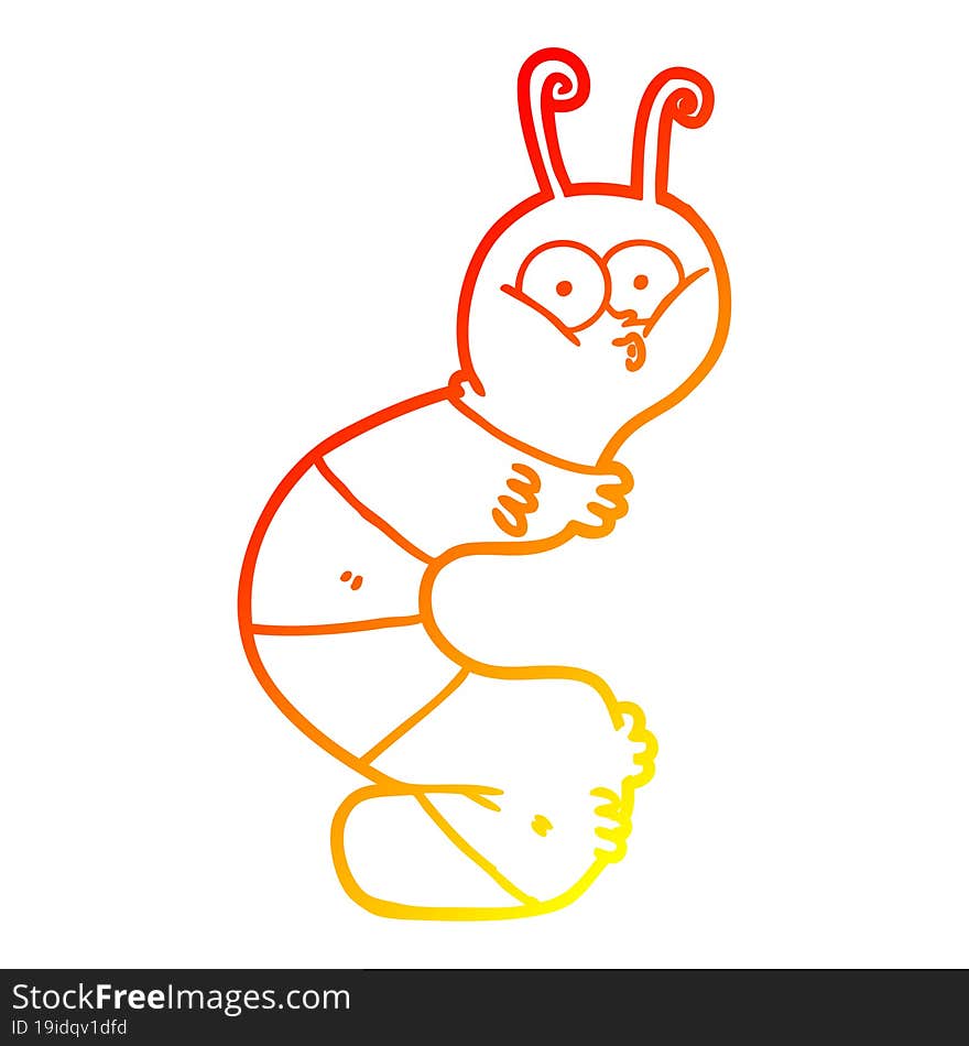 warm gradient line drawing funny cartoon caterpillar