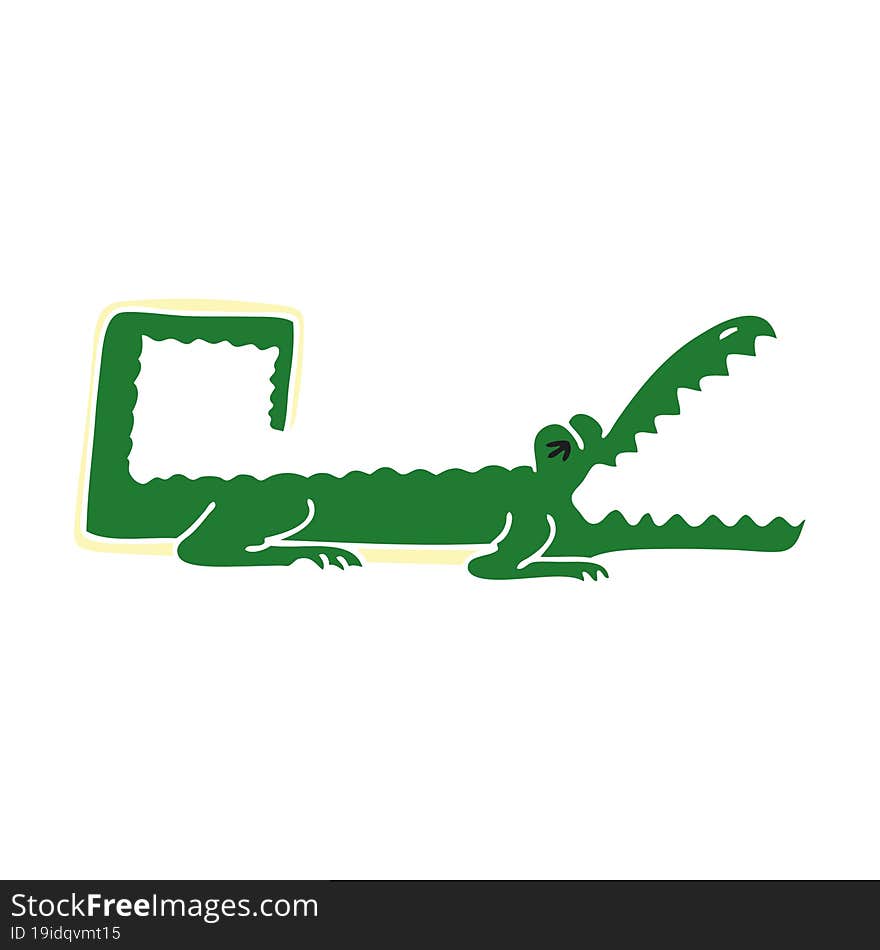 quirky hand drawn cartoon crocodile