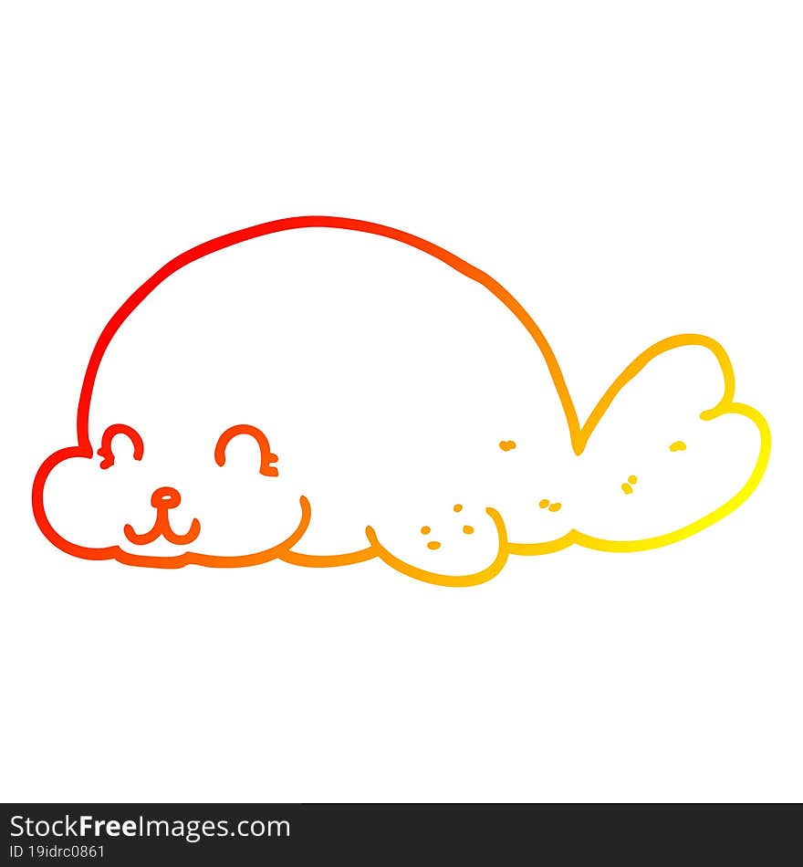 warm gradient line drawing cute cartoon seal