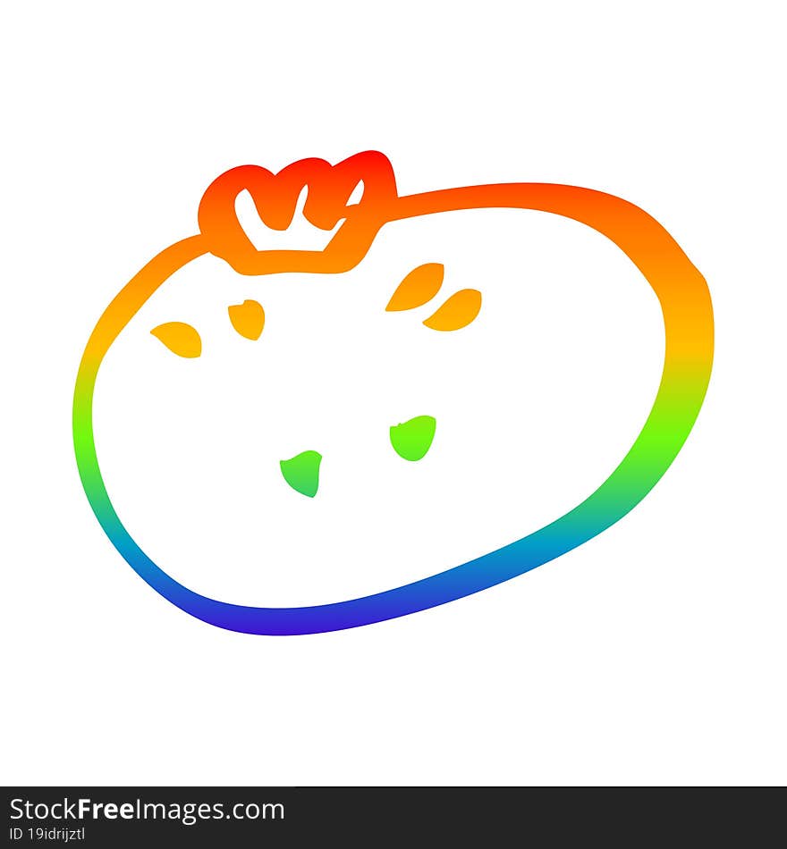 rainbow gradient line drawing of a cartoon citrus orange