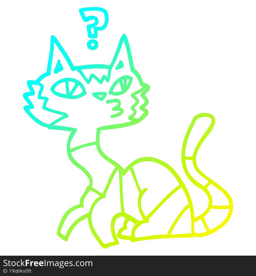 cold gradient line drawing cartoon cat