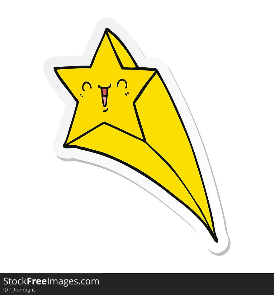 Sticker Of A Cartoon Shooting Star