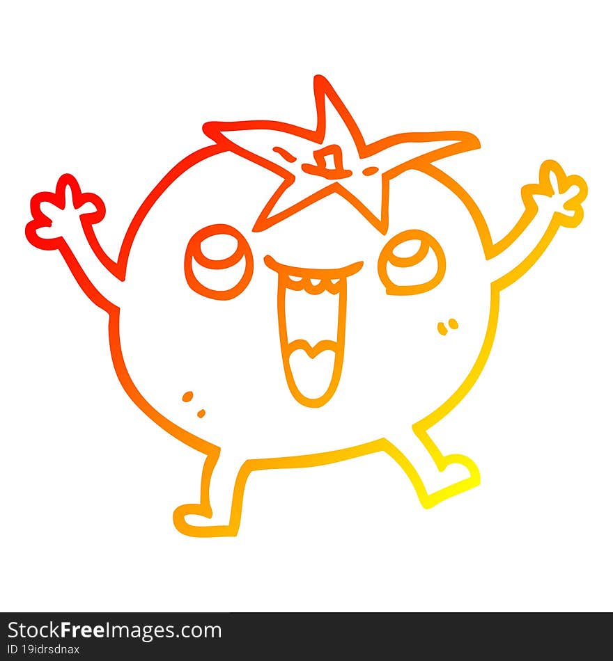 Warm Gradient Line Drawing Cartoon Happy Tomato