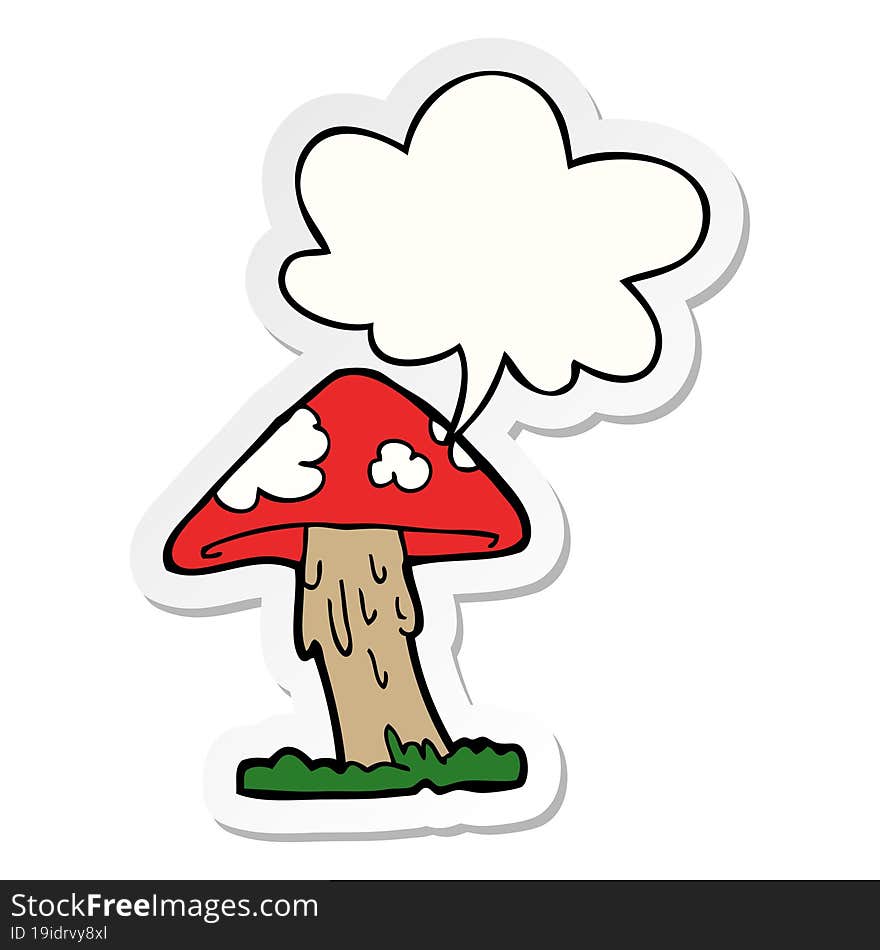 cartoon mushroom and speech bubble sticker