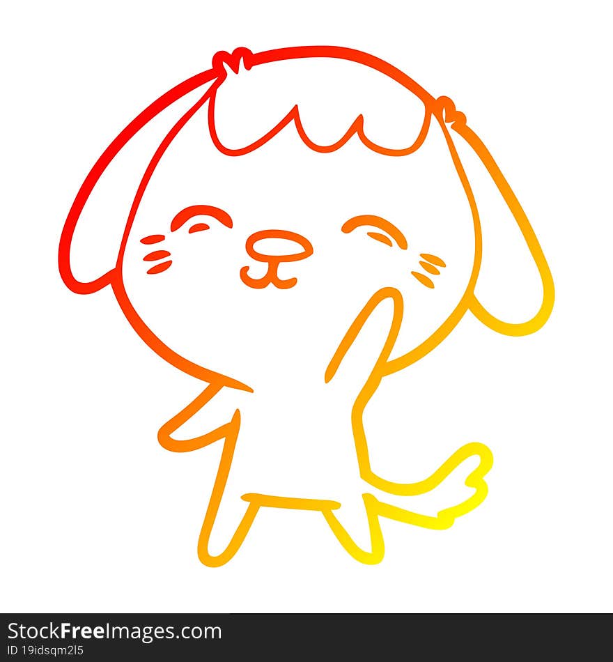 warm gradient line drawing happy cartoon dog