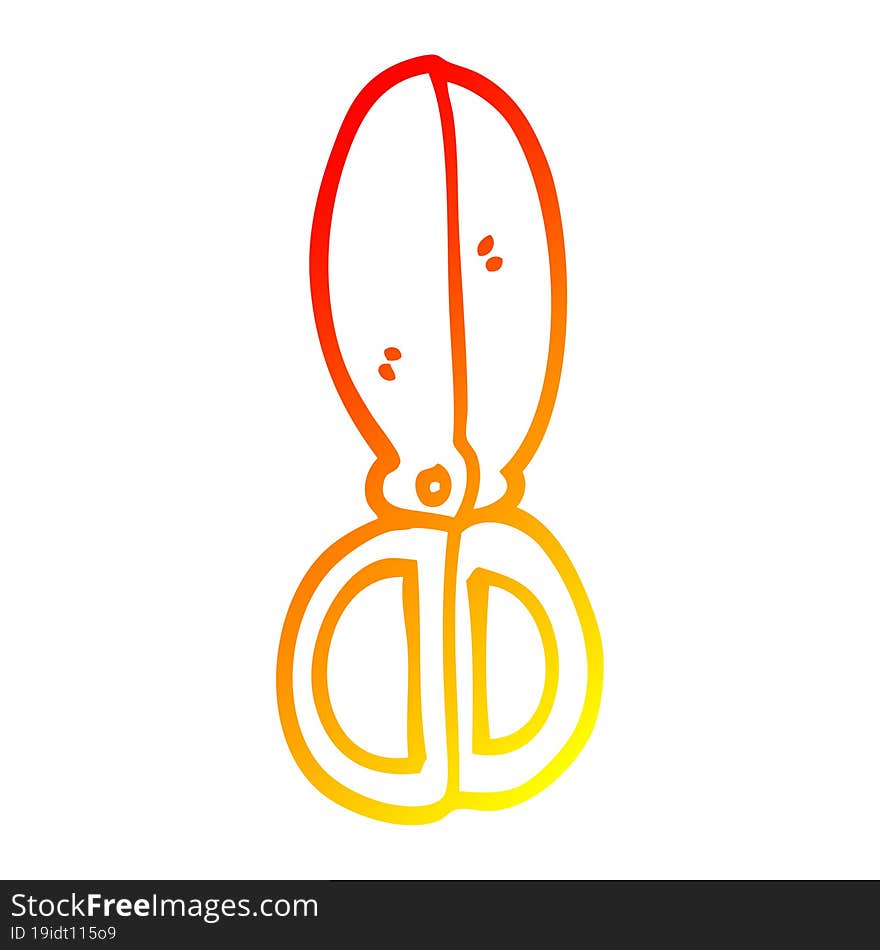 warm gradient line drawing cartoon closed scissors