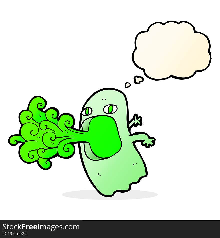 funny cartoon ghost with thought bubble