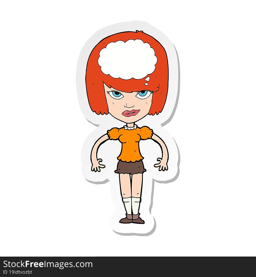 sticker of a cartoon woman with idea