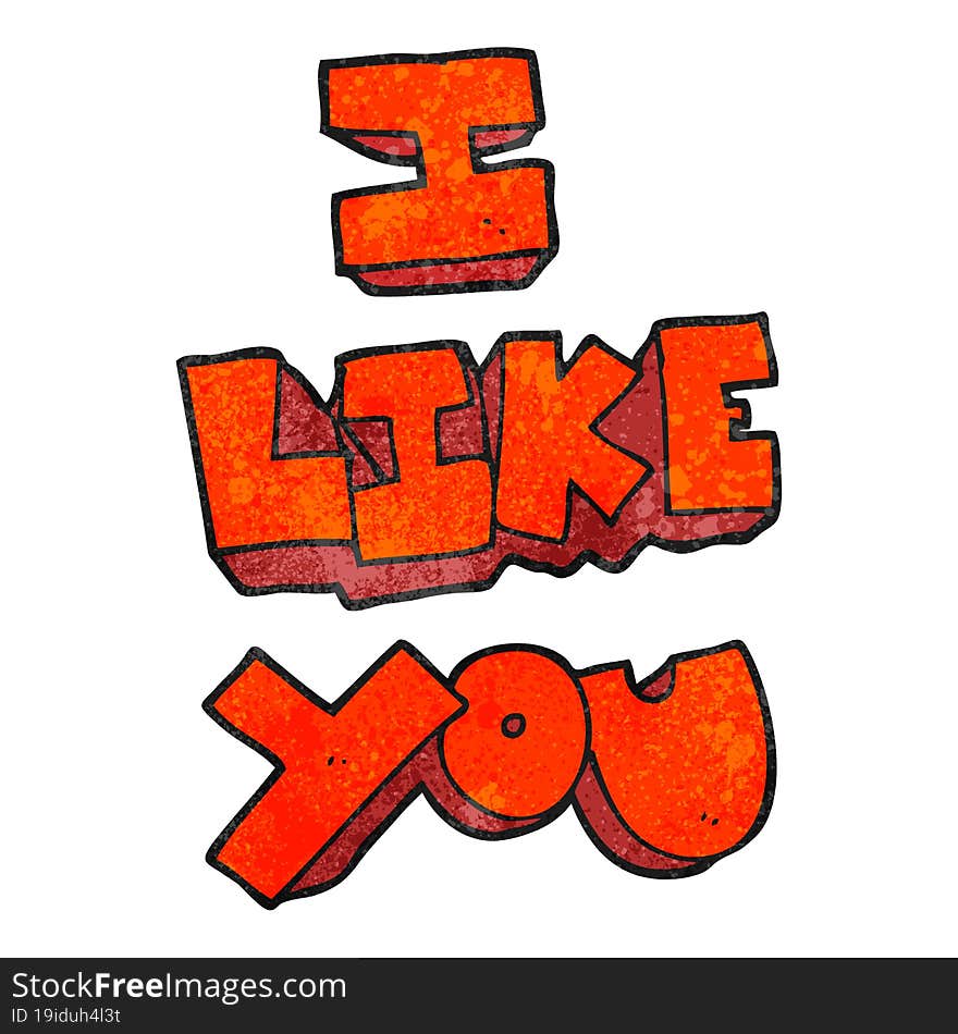 I like you textured cartoon symbol