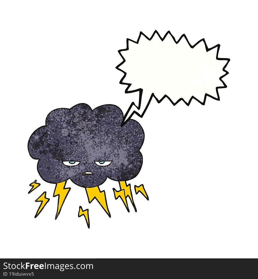 Speech Bubble Textured Cartoon Thundercloud