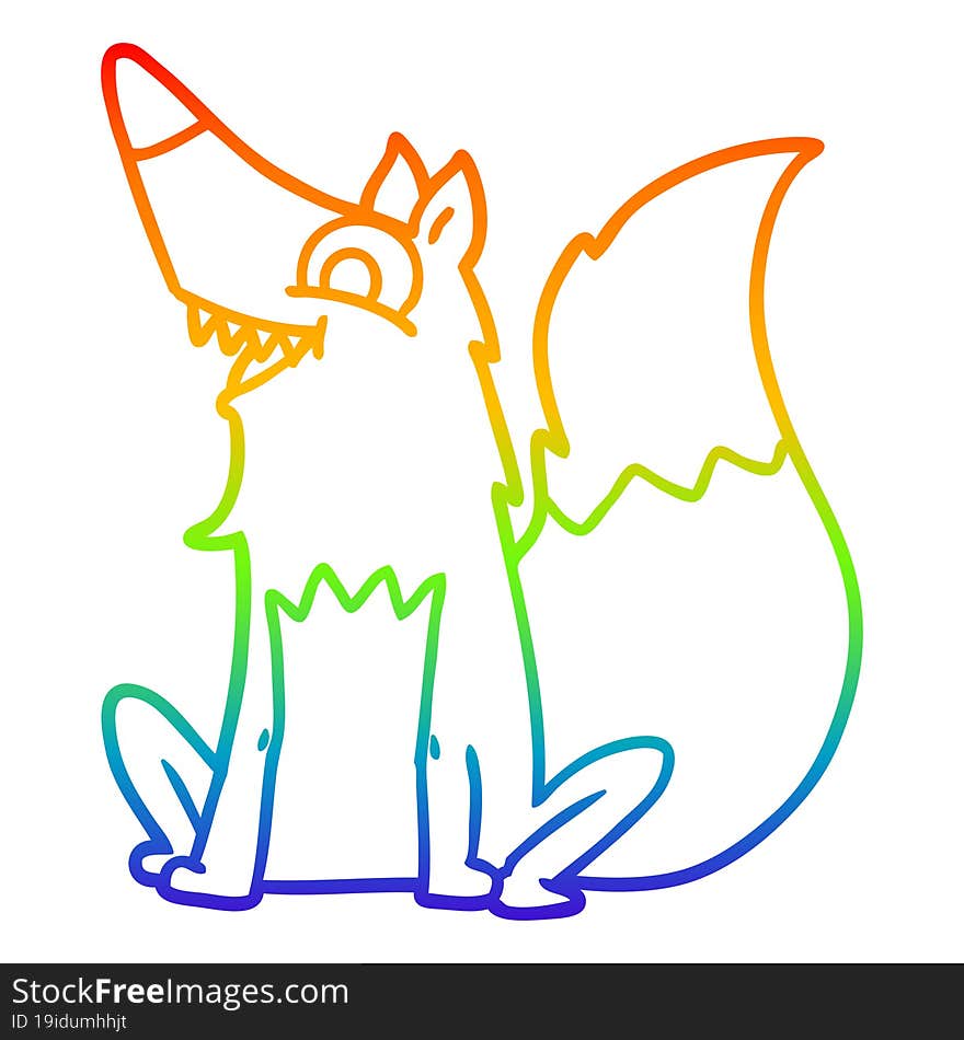 rainbow gradient line drawing cartoon happy fox