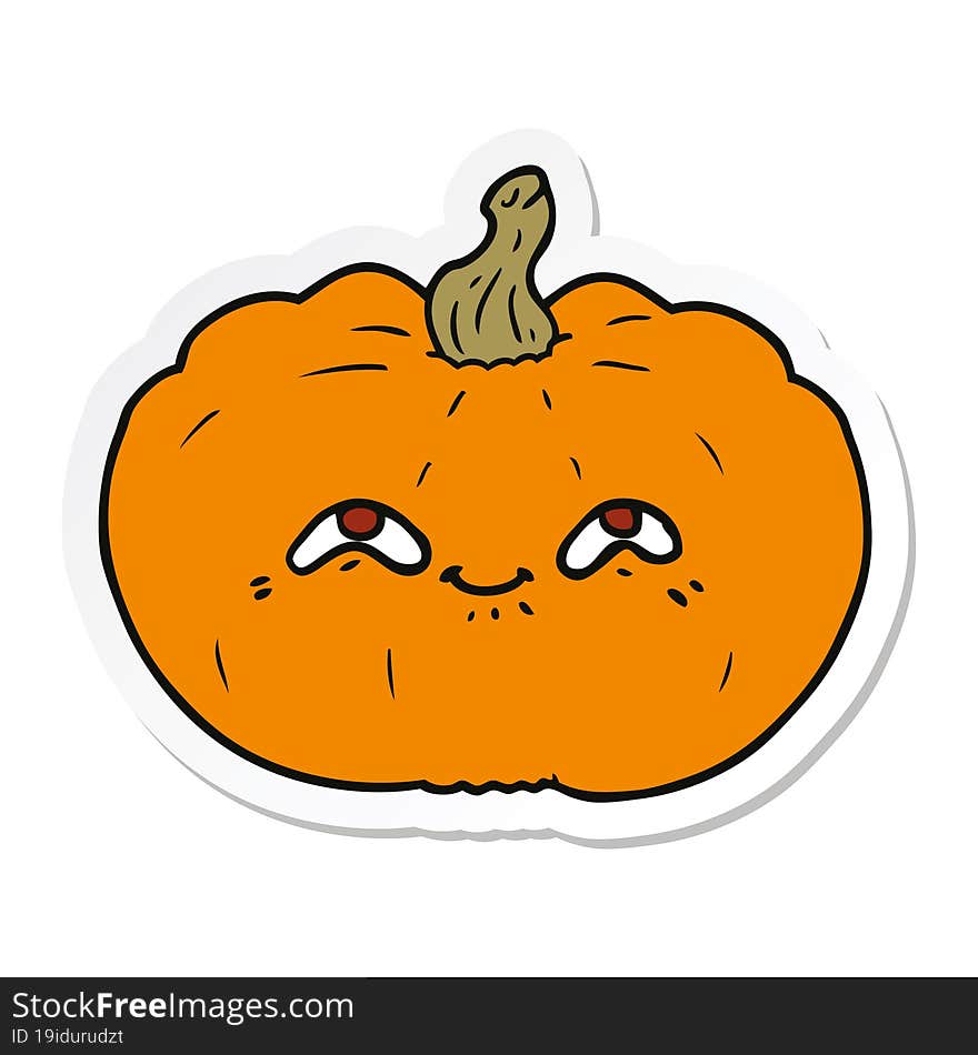 Sticker Of A Happy Cartoon Pumpkin