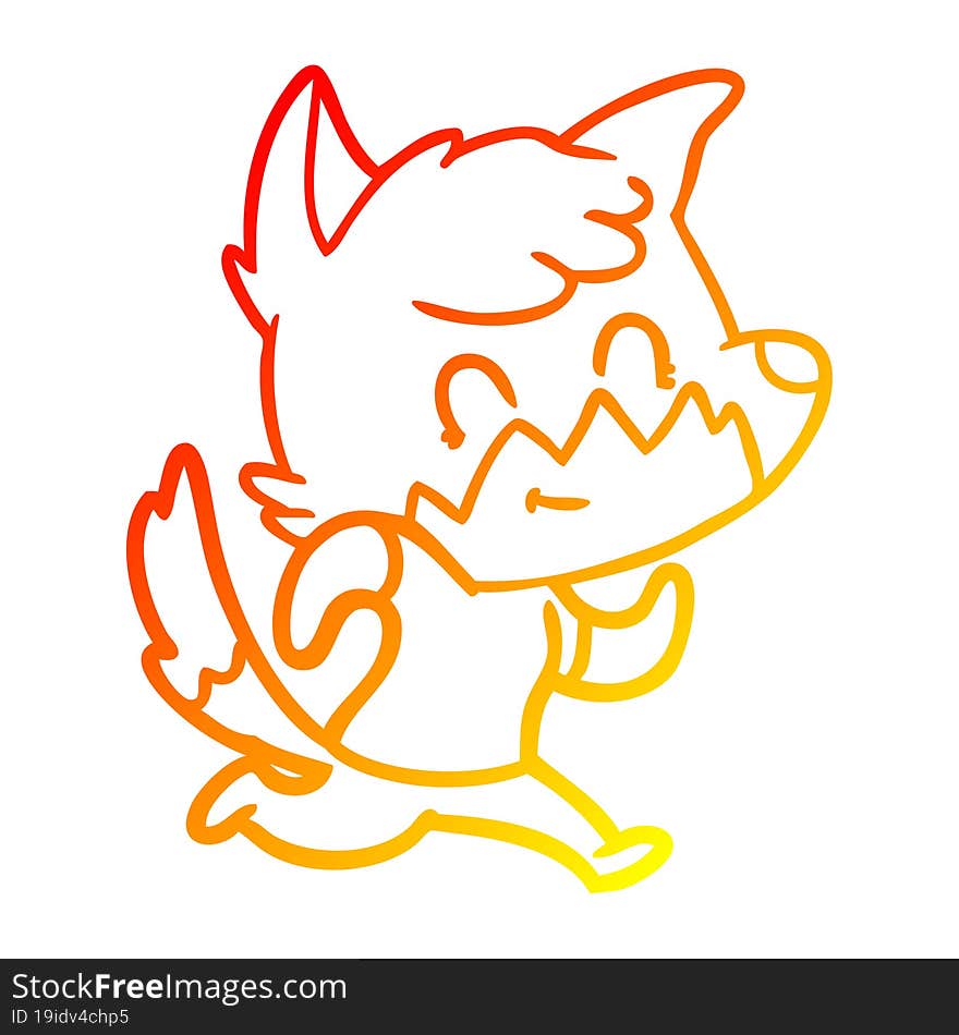 warm gradient line drawing cartoon happy fox