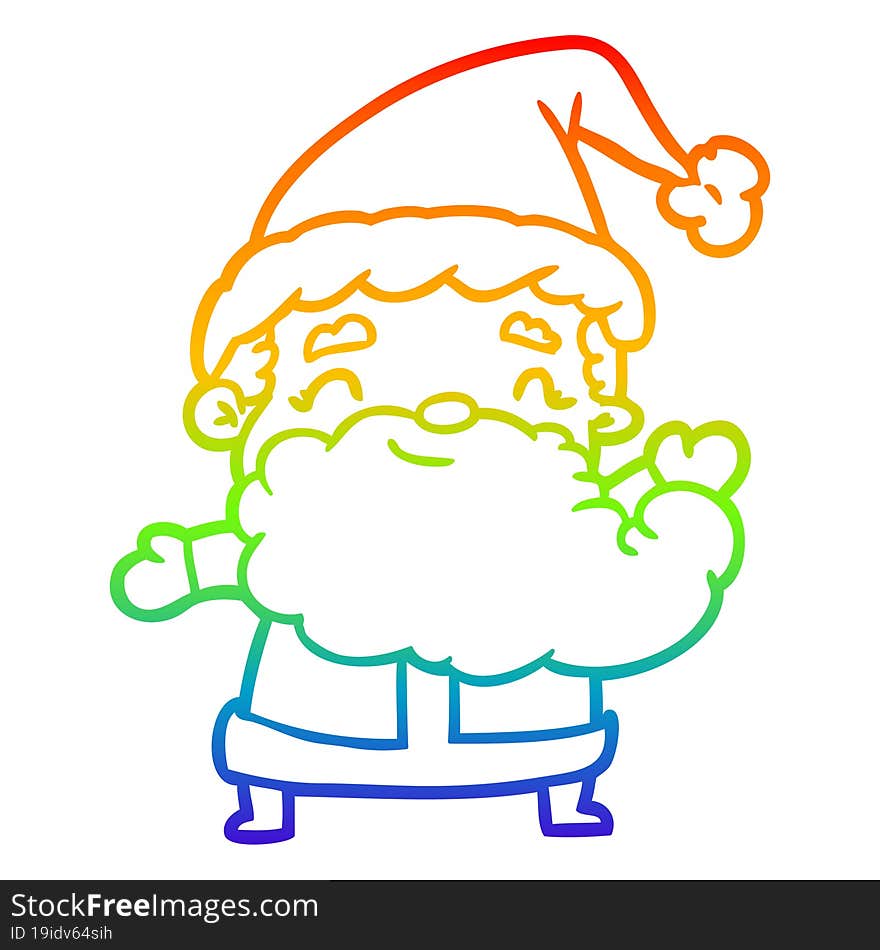 rainbow gradient line drawing santa claus