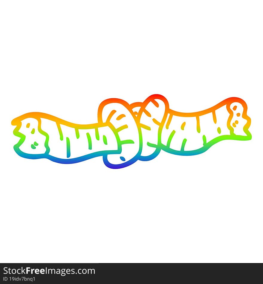 rainbow gradient line drawing cartoon tied rope