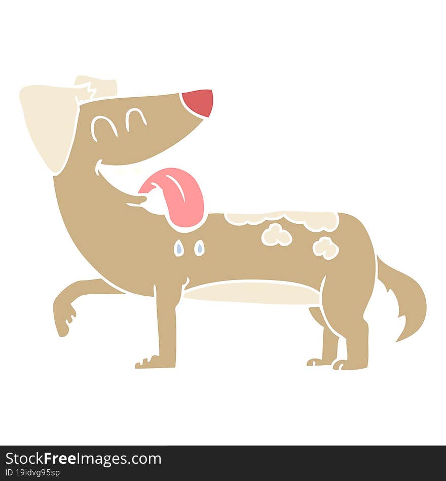 flat color illustration of panting dog. flat color illustration of panting dog