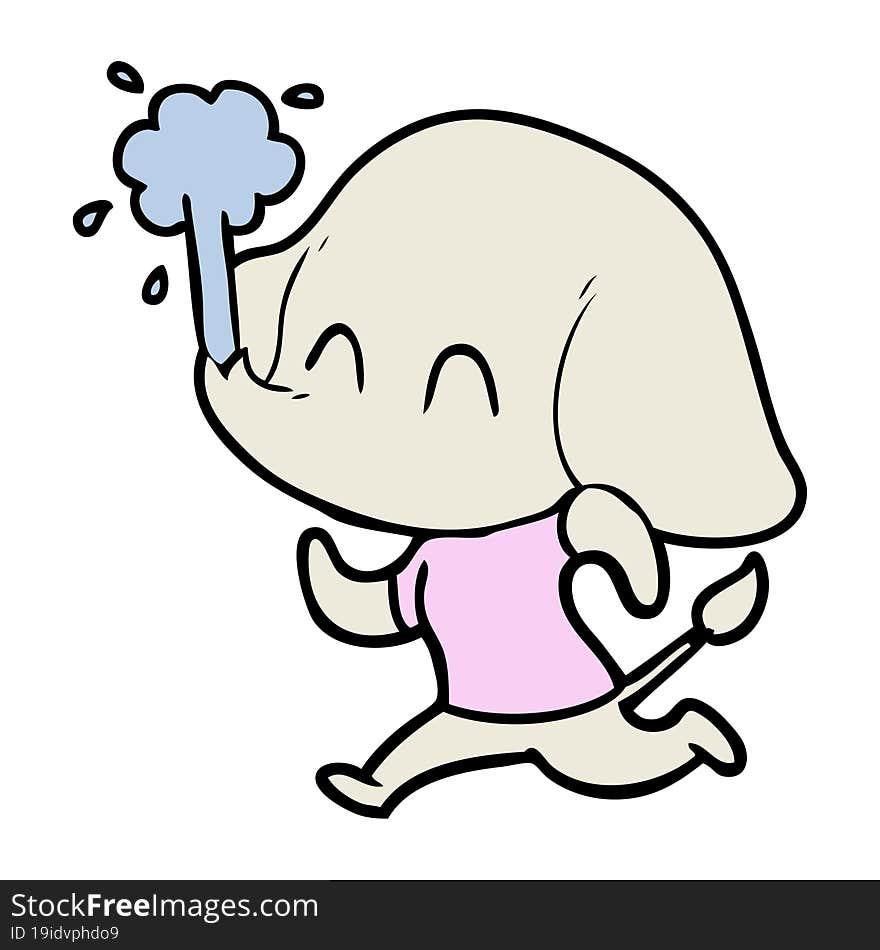 cute cartoon elephant spouting water. cute cartoon elephant spouting water