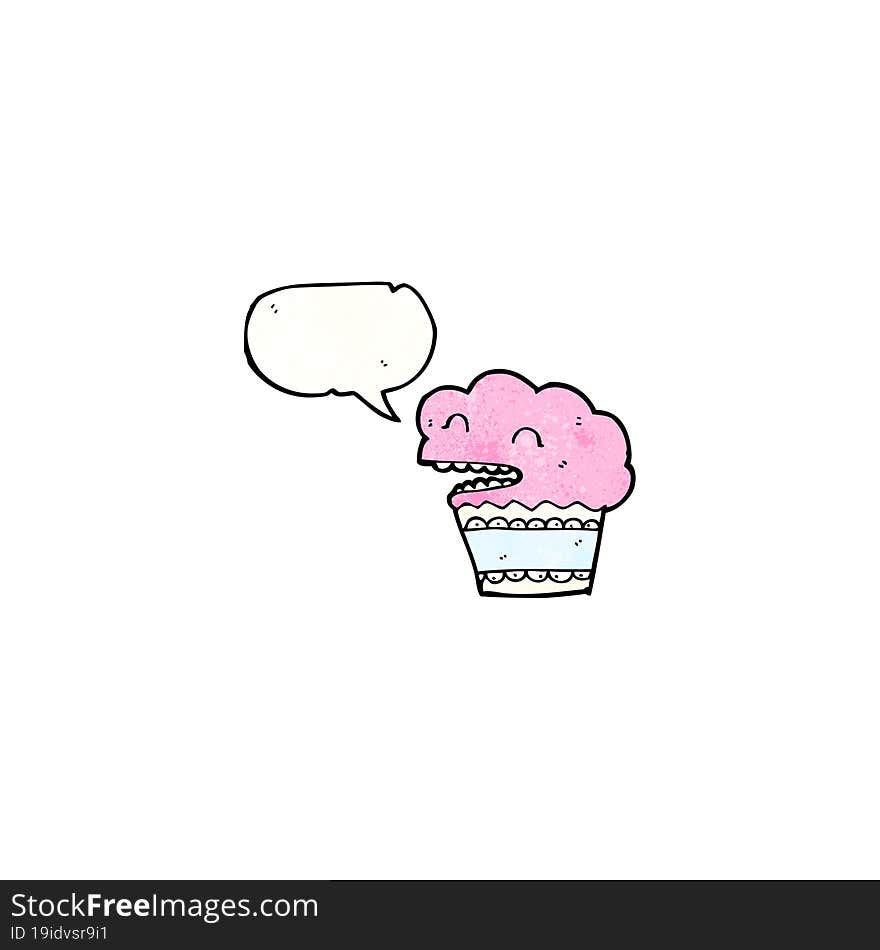 cartoon cupcake with speech bubble