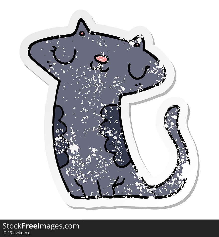 Distressed Sticker Of A Cartoon Cat