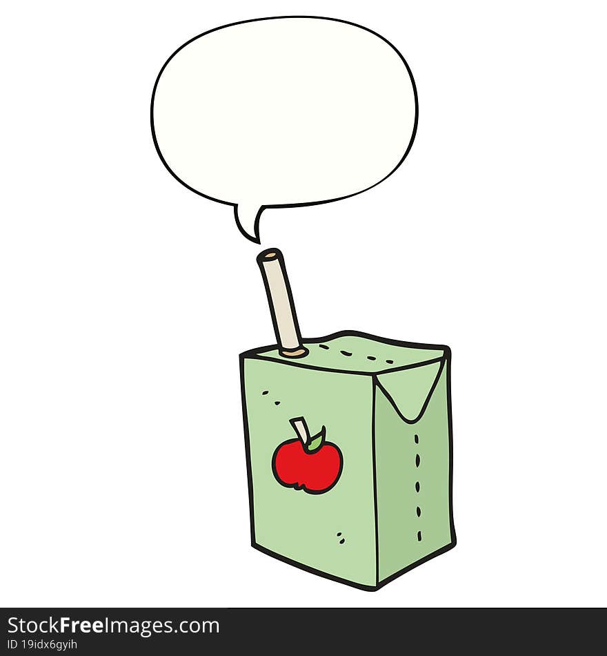 cartoon apple juice box and speech bubble