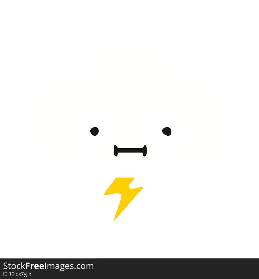 Flat Color Retro Cartoon Thunder Cloud