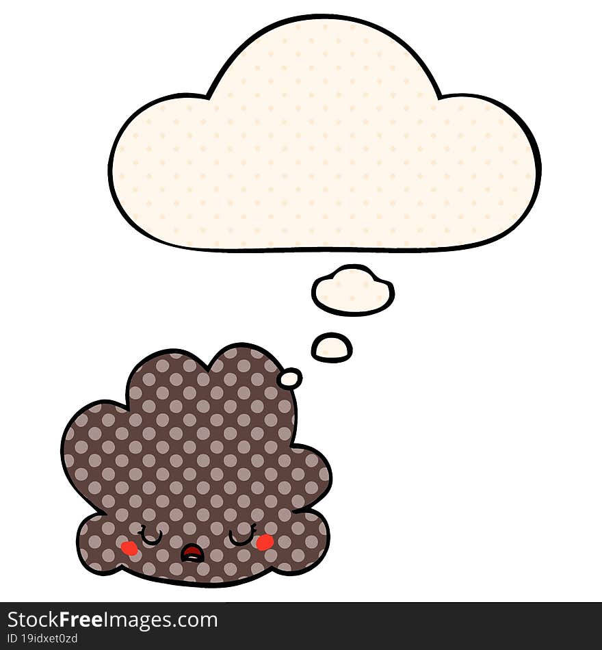 cartoon cloud and thought bubble in comic book style