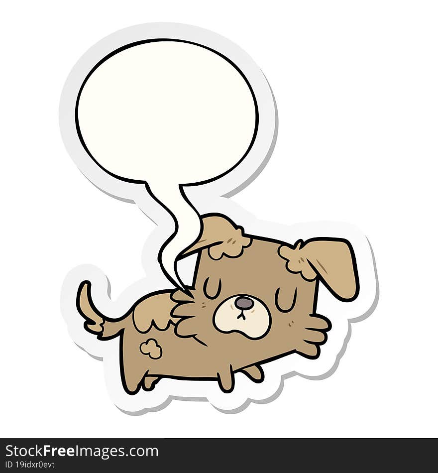 cartoon little dog with speech bubble sticker