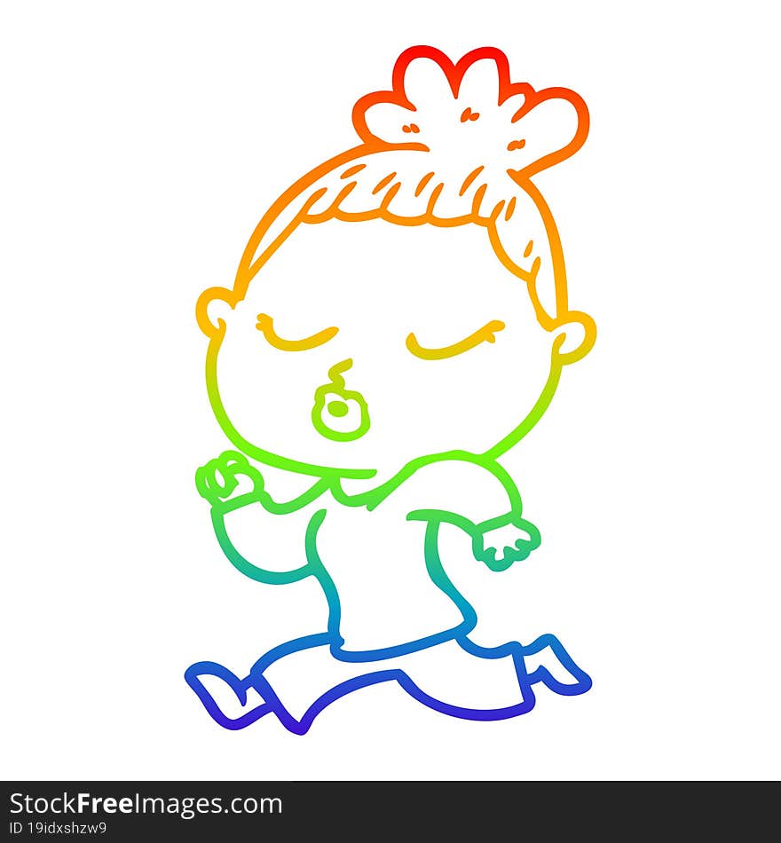 rainbow gradient line drawing cartoon calm woman