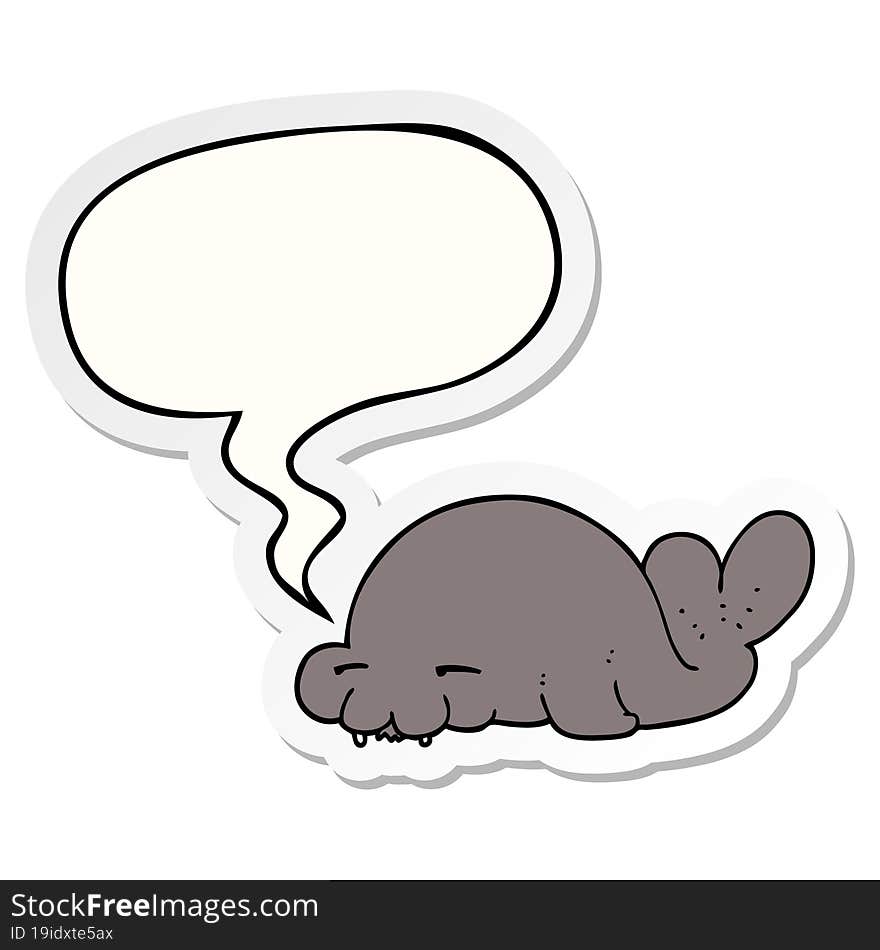 cartoon seal and speech bubble sticker